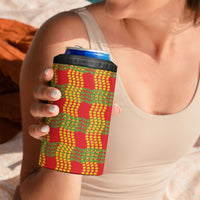 Aloha Hawaii Ilima Maile Lei 4 in 1 Can Cooler Tumbler Palaka Inspired Hawaiian-plaid Red