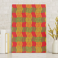 Aloha Hawaii Ilima Maile Lei Canvas Wall Art Palaka Inspired Hawaiian-plaid Red