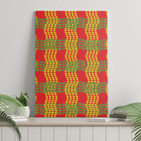 Aloha Hawaii Ilima Maile Lei Canvas Wall Art Palaka Inspired Hawaiian-plaid Red