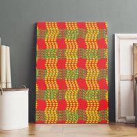 Aloha Hawaii Ilima Maile Lei Canvas Wall Art Palaka Inspired Hawaiian-plaid Red