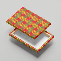 Aloha Hawaii Ilima Maile Lei Canvas Wall Art Palaka Inspired Hawaiian-plaid Red