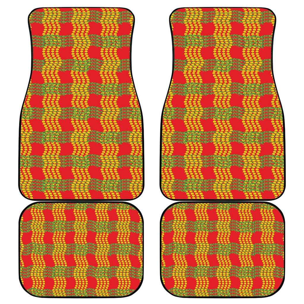 Aloha Hawaii Ilima Maile Lei Car Mats Palaka Inspired Hawaiian-plaid Red