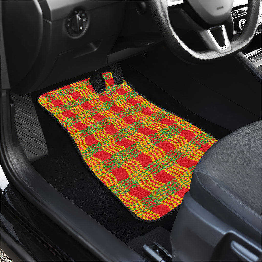 Aloha Hawaii Ilima Maile Lei Car Mats Palaka Inspired Hawaiian-plaid Red