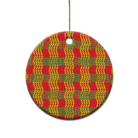 Aloha Hawaii Ilima Maile Lei Ceramic Ornament Palaka Inspired Hawaiian-plaid Red