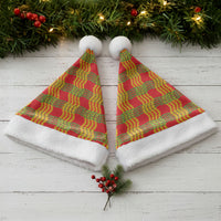 Aloha Hawaii Ilima Maile Lei Christmas Santa Hat Palaka Inspired Hawaiian-plaid Red