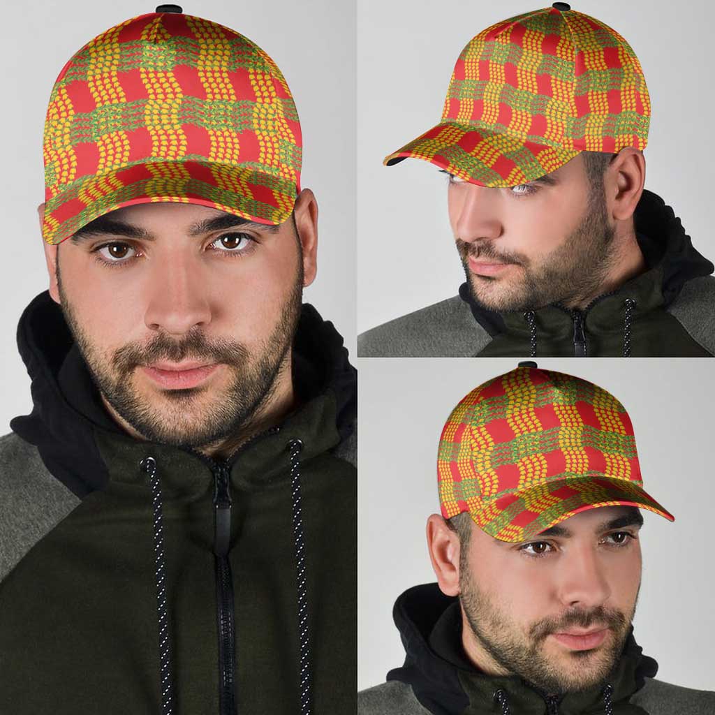 Aloha Hawaii Ilima Maile Lei Classic Cap Palaka Inspired Hawaiian-plaid Red