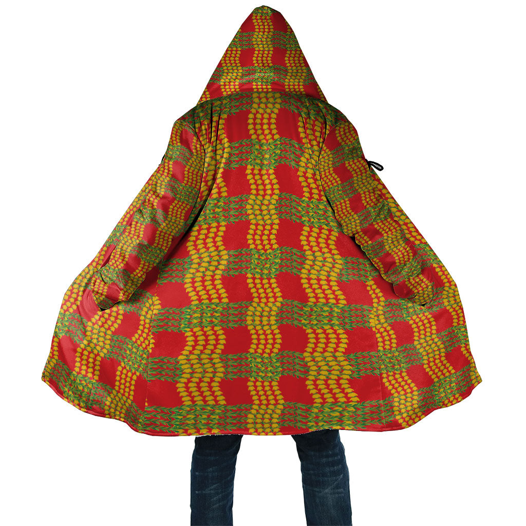Aloha Hawaii Ilima Maile Lei Cloak Palaka Inspired Hawaiian-plaid Red