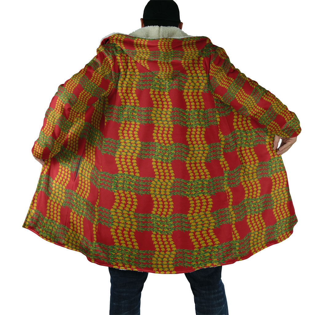 Aloha Hawaii Ilima Maile Lei Cloak Palaka Inspired Hawaiian-plaid Red