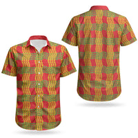 Aloha Hawaii Ilima Maile Lei Couples Matching Puletasi and Hawaiian Shirt Palaka Inspired Hawaiian-plaid Red