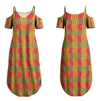 Aloha Hawaii Ilima Maile Lei Couples Matching Summer Maxi Dress and Long Sleeve Button Shirt Palaka Inspired Hawaiian-plaid Red