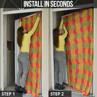 Aloha Hawaii Ilima Maile Lei Door Cover Palaka Inspired Hawaiian-plaid Red