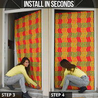 Aloha Hawaii Ilima Maile Lei Door Cover Palaka Inspired Hawaiian-plaid Red