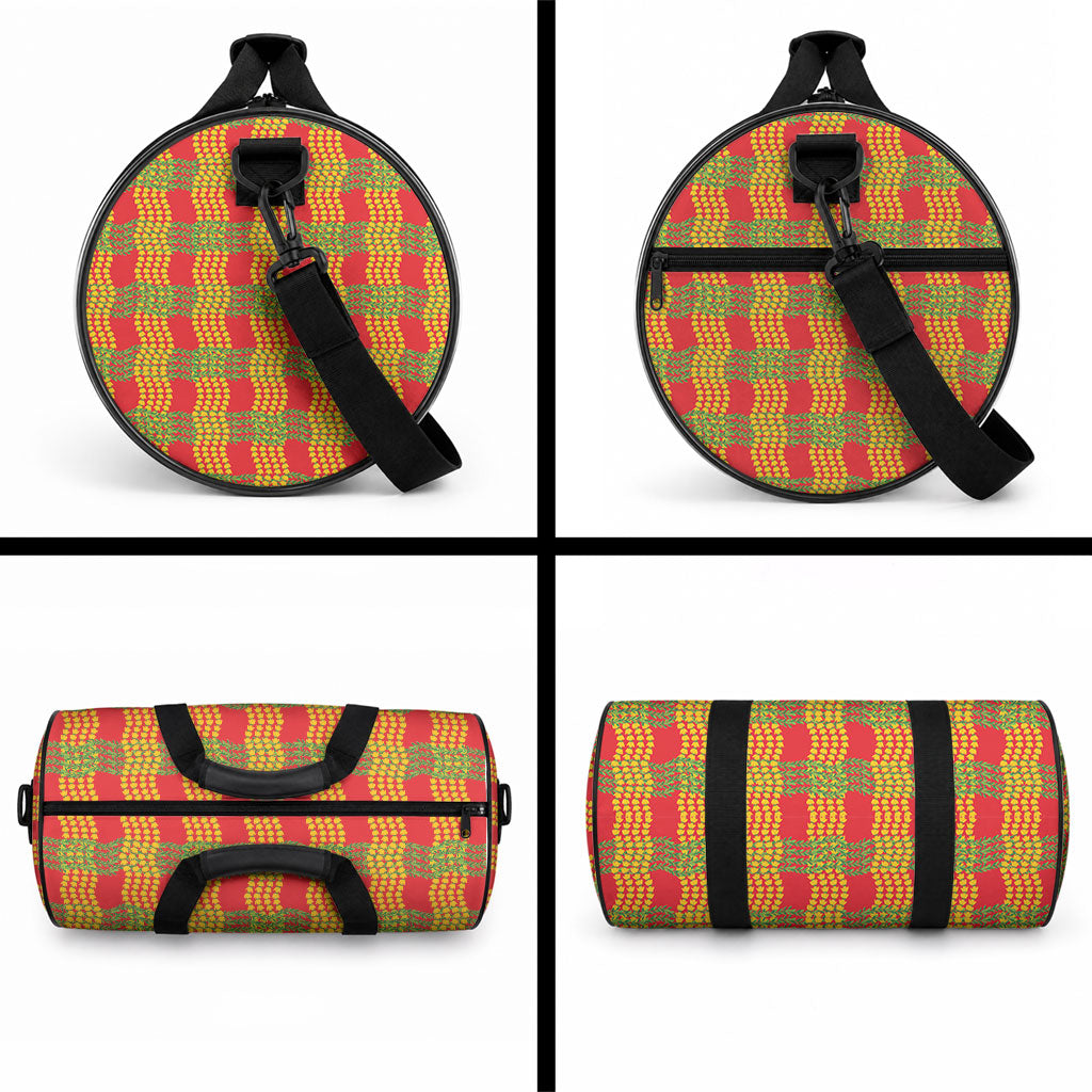 Aloha Hawaii Ilima Maile Lei Duffle Bag Palaka Inspired Hawaiian-plaid Red