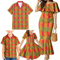 Aloha Hawaii Ilima Maile Lei Family Matching Mermaid Dress and Hawaiian Shirt Palaka Inspired Hawaiian-plaid Red