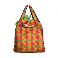 Aloha Hawaii Ilima Maile Lei Grocery Bag Palaka Inspired Hawaiian-plaid Red