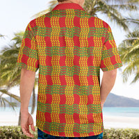 Aloha Hawaii Ilima Maile Lei Hawaiian Shirt Palaka Inspired Hawaiian-plaid Red