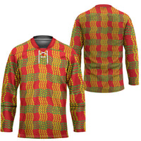 Aloha Hawaii Ilima Maile Lei Hockey Jersey Palaka Inspired Hawaiian-plaid Red