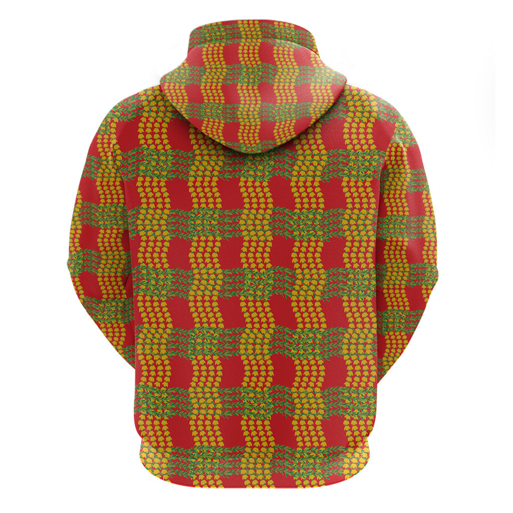 Aloha Hawaii Ilima Maile Lei Hoodie Palaka Inspired Hawaiian-plaid Red