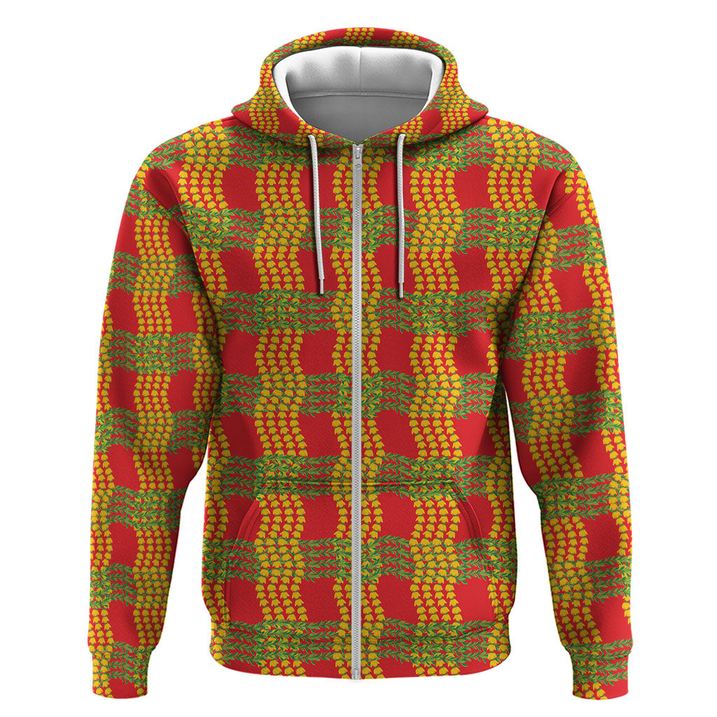 Aloha Hawaii Ilima Maile Lei Hoodie Palaka Inspired Hawaiian-plaid Red