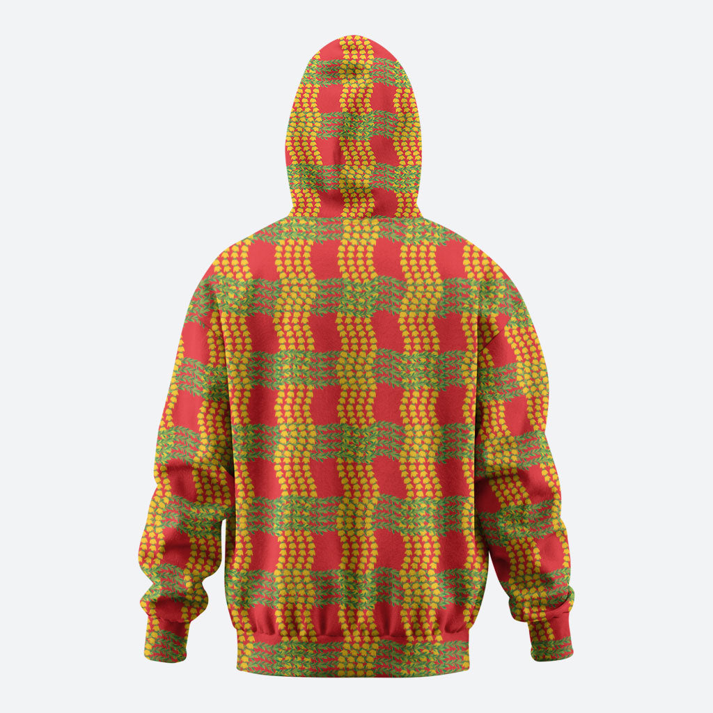 Aloha Hawaii Ilima Maile Lei Hoodie Palaka Inspired Hawaiian-plaid Red