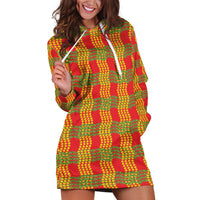 Aloha Hawaii Ilima Maile Lei Hoodie Dress Palaka Inspired Hawaiian-plaid Red