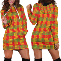 Aloha Hawaii Ilima Maile Lei Hoodie Dress Palaka Inspired Hawaiian-plaid Red