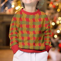 Aloha Hawaii Ilima Maile Lei Kid Ugly Christmas Sweater Palaka Inspired Hawaiian-plaid Red