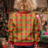 Aloha Hawaii Ilima Maile Lei Kid Ugly Christmas Sweater Palaka Inspired Hawaiian-plaid Red