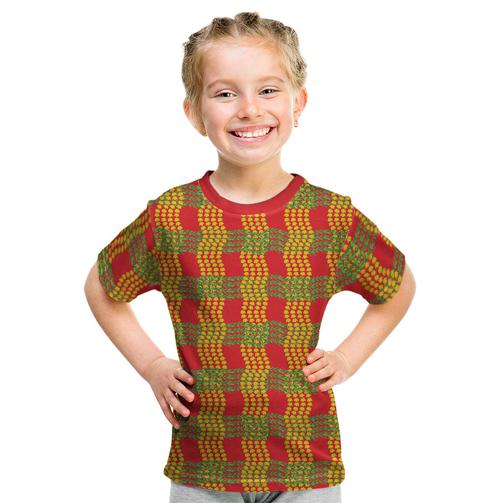 Aloha Hawaii Ilima Maile Lei Kid T Shirt Palaka Inspired Hawaiian-plaid Red