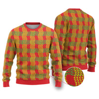 Aloha Hawaii Ilima Maile Lei Ugly Christmas Sweater Palaka Inspired Hawaiian-plaid Red