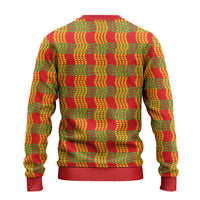 Aloha Hawaii Ilima Maile Lei Ugly Christmas Sweater Palaka Inspired Hawaiian-plaid Red