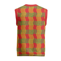 Aloha Hawaii Ilima Maile Lei Christmas Knitted V-Neck Vest Palaka Inspired Hawaiian-plaid Red