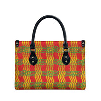 Aloha Hawaii Ilima Maile Lei Leather Bag Palaka Inspired Hawaiian-plaid Red