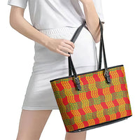 Aloha Hawaii Ilima Maile Lei Leather Tote Bag Palaka Inspired Hawaiian-plaid Red