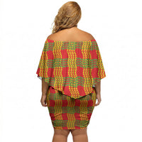 Aloha Hawaii Ilima Maile Lei Off Shoulder Short Dress Palaka Inspired Hawaiian-plaid Red