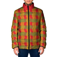 Aloha Hawaii Ilima Maile Lei Padded Jacket Palaka Inspired Hawaiian-plaid Red