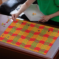 Aloha Hawaii Ilima Maile Lei Puzzle Palaka Inspired Hawaiian-plaid Red