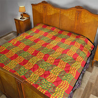 Aloha Hawaii Ilima Maile Lei Quilt Palaka Inspired Hawaiian-plaid Red