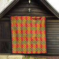 Aloha Hawaii Ilima Maile Lei Quilt Palaka Inspired Hawaiian-plaid Red