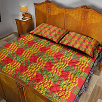 Aloha Hawaii Ilima Maile Lei Quilt Bed Set Palaka Inspired Hawaiian-plaid Red