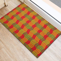Aloha Hawaii Ilima Maile Lei Rubber Doormat Palaka Inspired Hawaiian-plaid Red