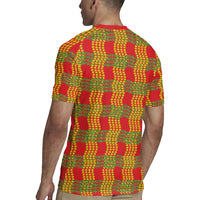 Aloha Hawaii Ilima Maile Lei Rugby Jersey Palaka Inspired Hawaiian-plaid Red