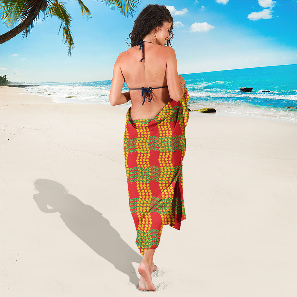 Aloha Hawaii Ilima Maile Lei Sarong Palaka Inspired Hawaiian-plaid Red