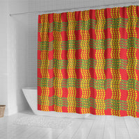 Aloha Hawaii Ilima Maile Lei Shower Curtain Palaka Inspired Hawaiian-plaid Red