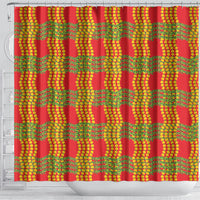 Aloha Hawaii Ilima Maile Lei Shower Curtain Palaka Inspired Hawaiian-plaid Red