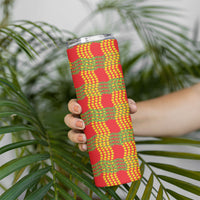 Aloha Hawaii Ilima Maile Lei Skinny Tumbler Palaka Inspired Hawaiian-plaid Red