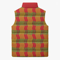 Aloha Hawaii Ilima Maile Lei Sleeveless Puffer Jacket Palaka Inspired Hawaiian-plaid Red