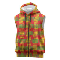 Aloha Hawaii Ilima Maile Lei Sleeveless Zip Hoodie Palaka Inspired Hawaiian-plaid Red