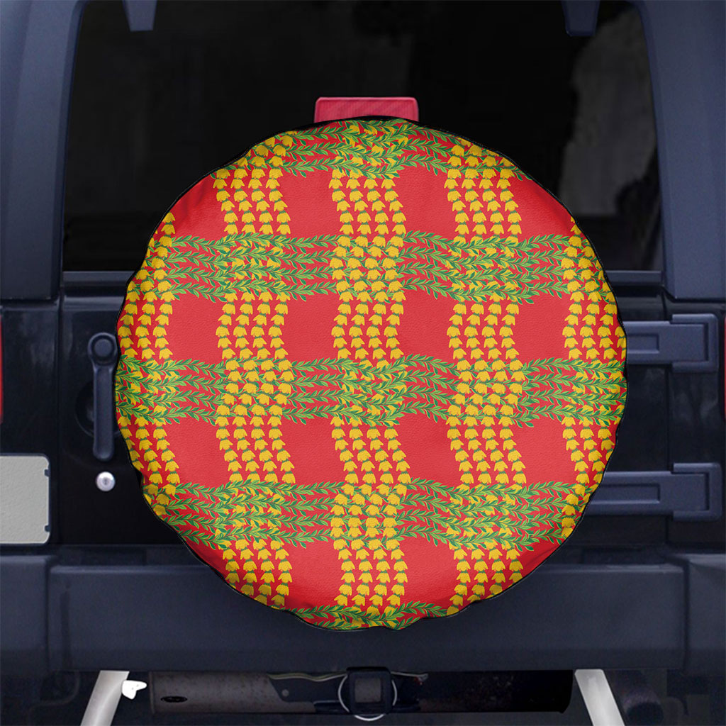 Aloha Hawaii Ilima Maile Lei Spare Tire Cover Palaka Inspired Hawaiian-plaid Red LT14 No hole Red - Polynesian Pride