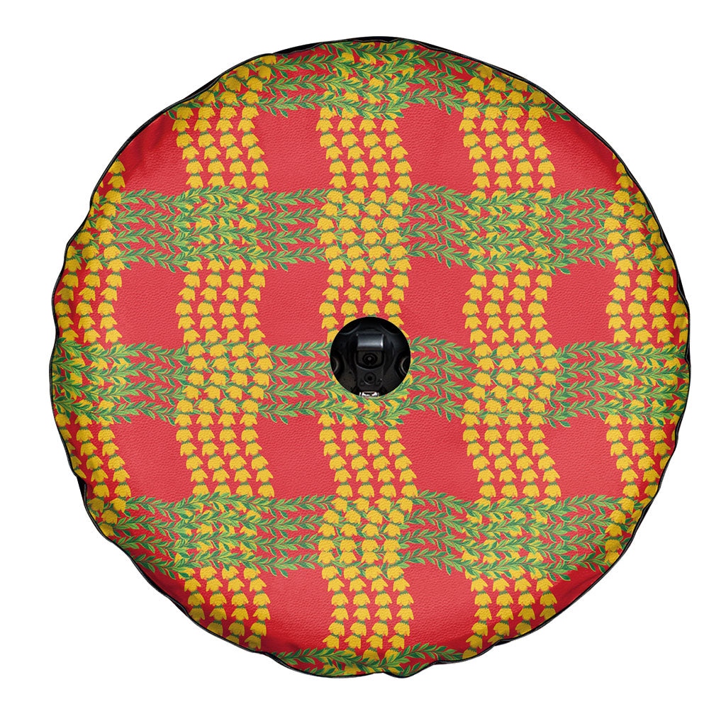Aloha Hawaii Ilima Maile Lei Spare Tire Cover Palaka Inspired Hawaiian-plaid Red